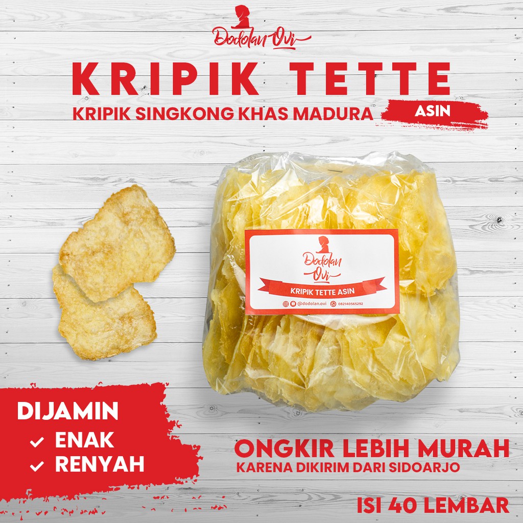 

Kripik tette asin (seddhàk) kripik singkong khas madura 250gr (40biji)