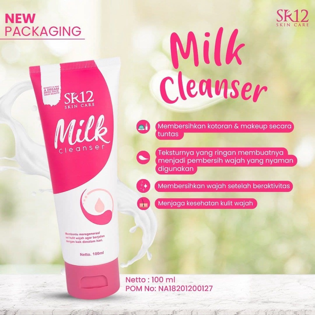 Milk Cleanser SR12 Pembersih Wajah Facial Wash Skincare Bpom Perawatan Kecantikan Wajah Sabun Muka