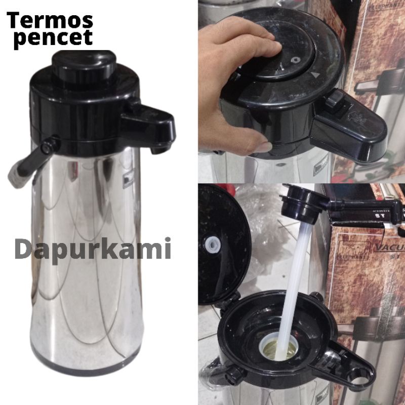 TERMOS AIR PANAS PENCET STAINLESS 2,5LITER TERMOS ELEPHANT 2,5LITER ( KHUSUS GOJEK )
