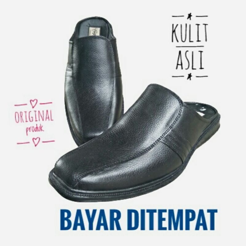 Sandal sepatu selop kulit