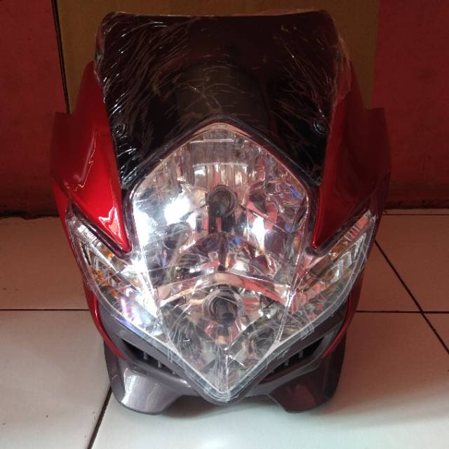 Batok pala lampu satria Fu barong warna merah plus reflektor / kepala satria fu barong + lampu