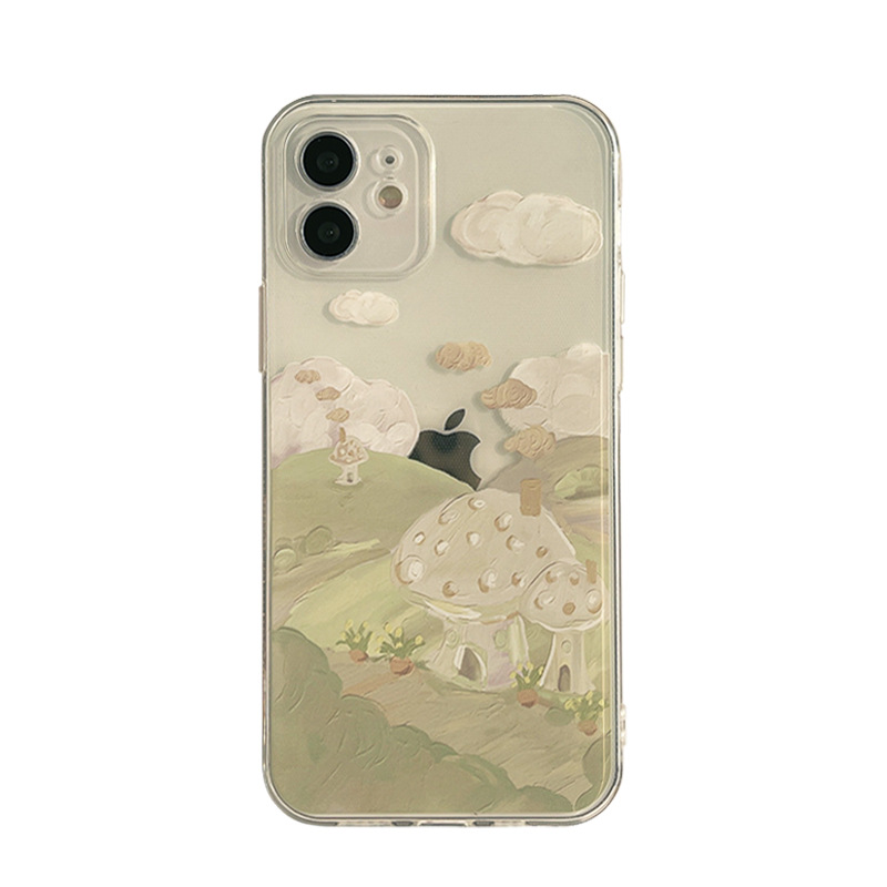 IPHONE Country Life Lukisan Cat Minyak TPU Transparan Untuk Iphone14 13 12 Mini 11 Pro Max X Xs Xr 87 Plus Pelindung Kamera Phone Case