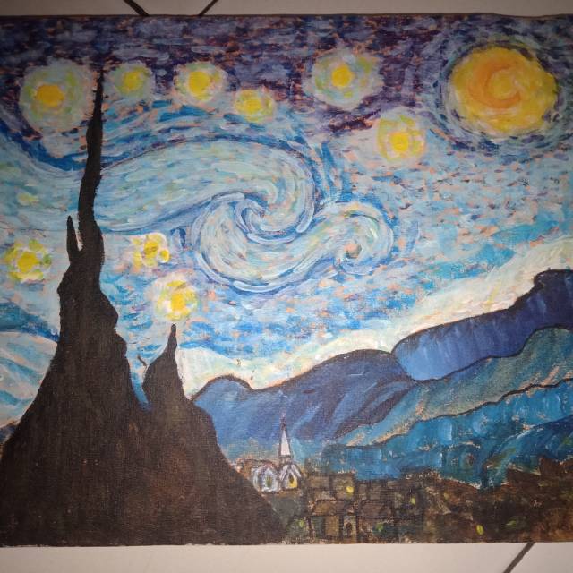 

lukisan kanvas acrylic "starry night" by Vincent Van Gogh