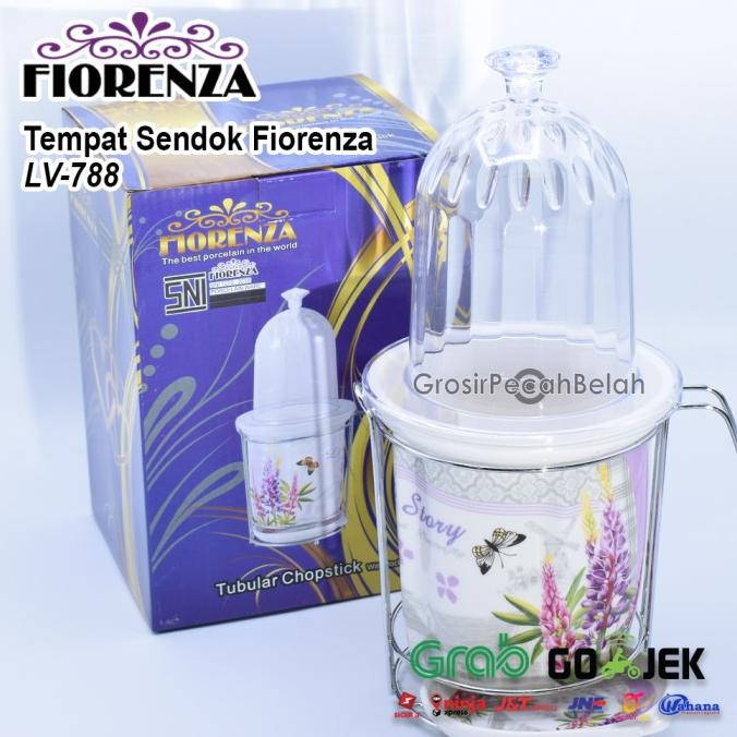 Tempat Sendok dan Garpu Keramik Fiorenza Motif Bunga Lavender LV-788