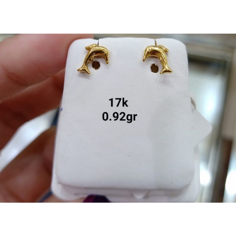 Anting emas 75 ikan lumba lumba kuning