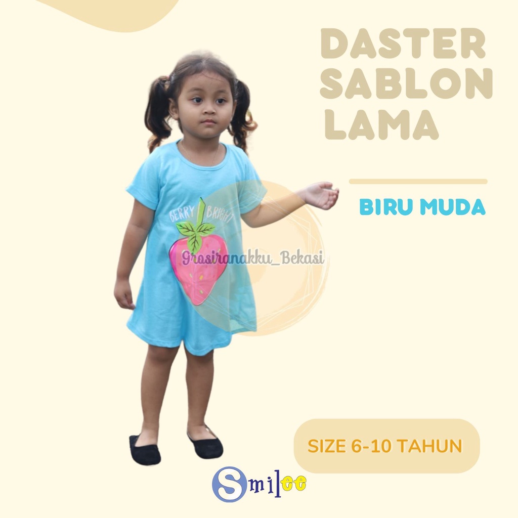 Daster Anak Smile Sablon Junior Motif Birumuda Berry Size 6-10Thn