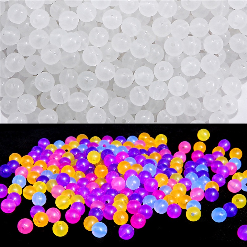 100pcs / Lot Manik-Manik Bulat Luminous Glow In The Dark Bahan Akrilik Ukuran 8mm Untuk Membuat Perhiasan