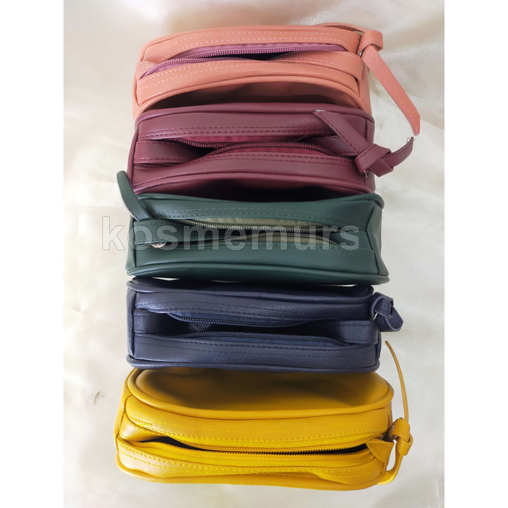 sling bag warna polos oval / tas selempang polos oval