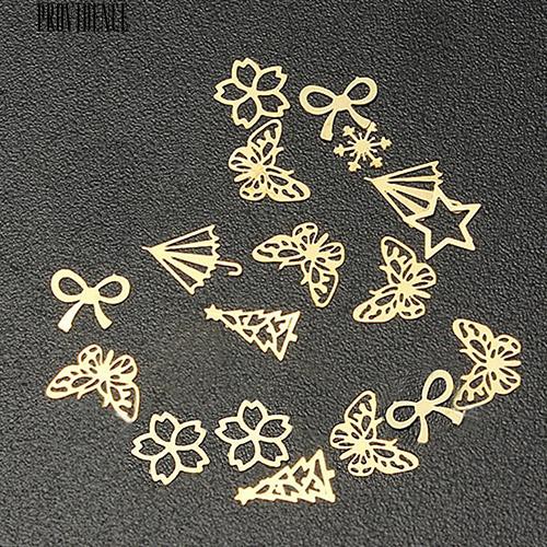 [Bayar Di Tempat] 3D Emas Decal Logam Kupu-kupu Bunga Stiker Nail Art Wheel DIY Decor Manicure