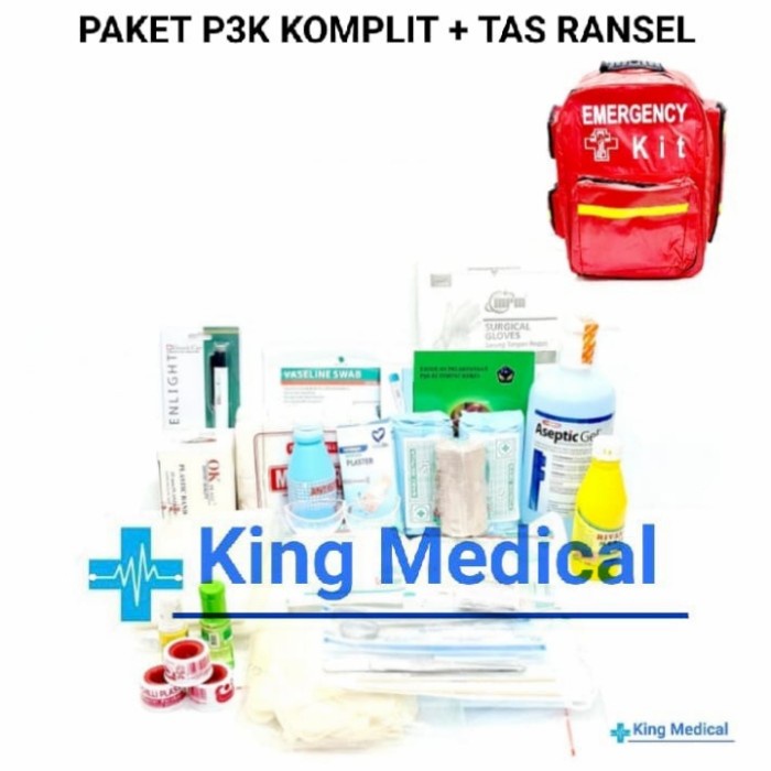 Tas/Bag P3K - Paket Tas Ransel P3K + Isi/First Aid Tas P3K Model Ransel +Isi