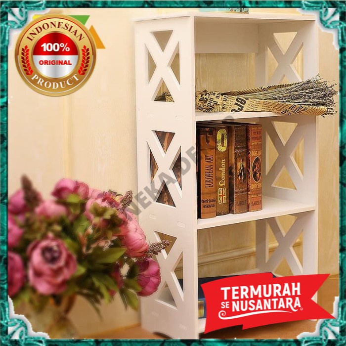 Rak Penyimpanan Buku Vintage Hiasan Kamar Serbaguna 4 Susun Minimalis Alat Tulis Rack Dinding Tembok