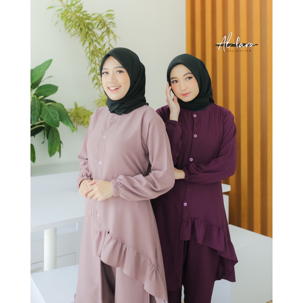 ONE SET CELANA SELLY POLO LINEN DAN FARHA ITYCREPE AL FARO ALFARO TERBARU CELANA REMPEL REMAJA OOTD ORIGINAL