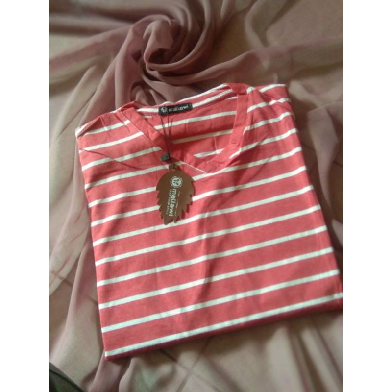 kaos salur lengan panjang-kaos wanita
