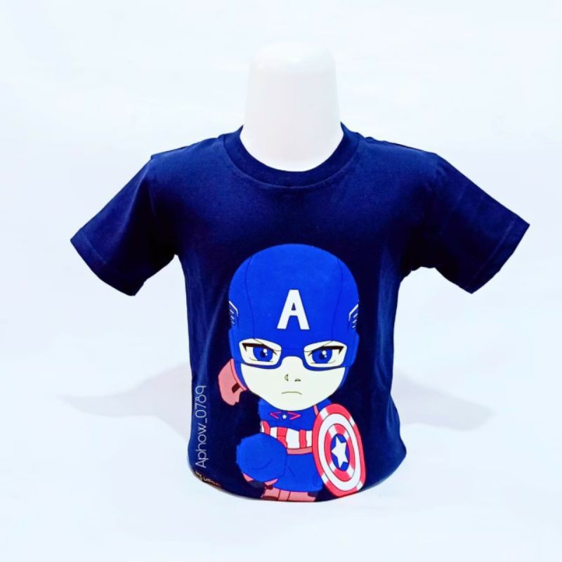 Kaos anak premium motif superhero Captain Amerika usia 1-10 tahun REALPICT