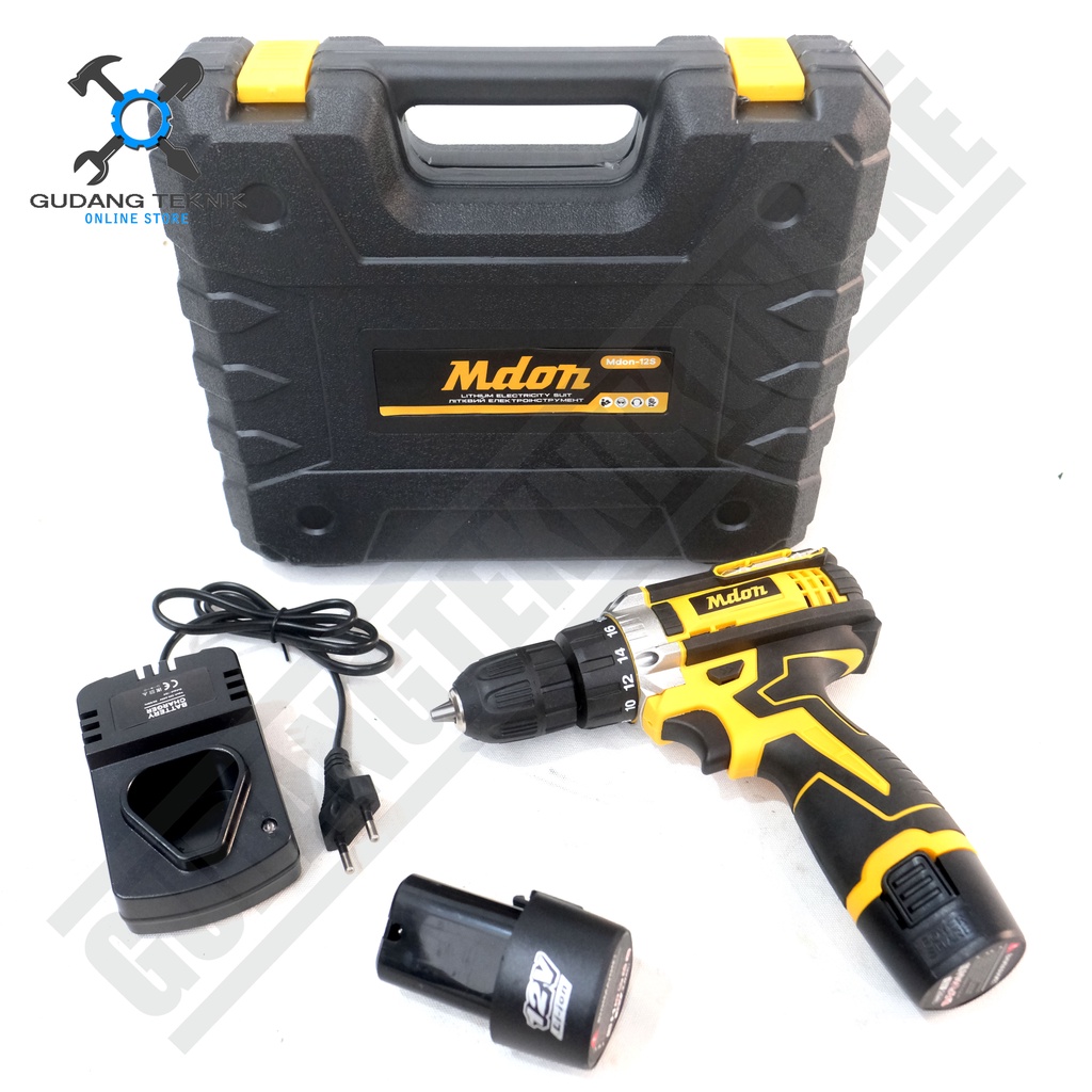 CORDLESS Drill 10mm MDON 12TS 12V / Mesin Bor Tangan BATERAI Besi Kayu 10 mm 12 TS MDON-12TS 12 Volt