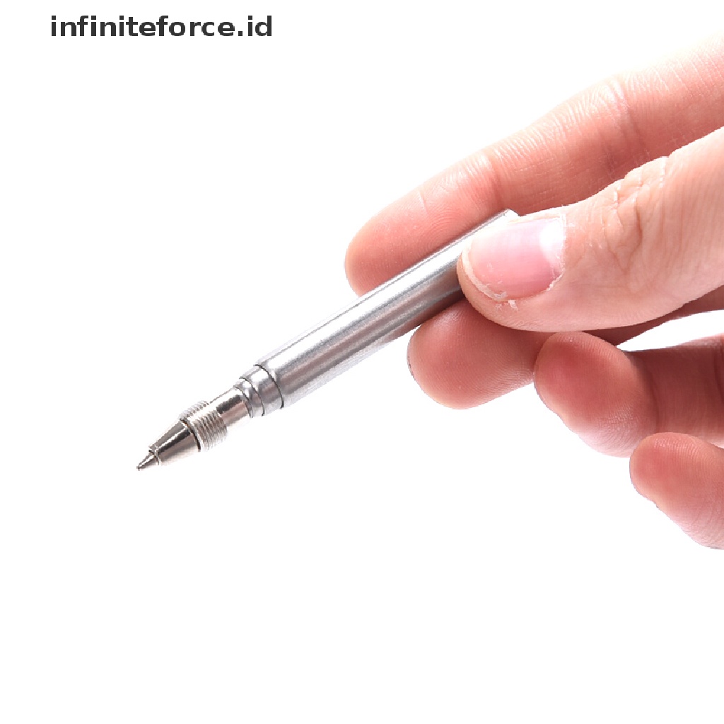 Infiniteforce.id Gantungan Kunci Bentuk Pulpen Teleskopik Bahan Stainless Steel Untuk Tanda Tangan / Darurat