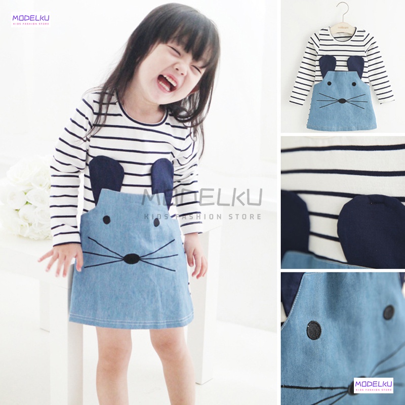 Dress Anak Perempuan Import Korea 2 3 4 5 6  7 Tahun Premium Lucu Murah Meriah Fashion Pakaian Baju 