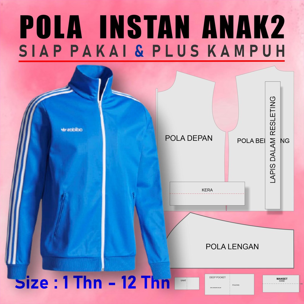 POLA INSTANT JAKET ADIDAS ANAK-ANAK DENGAN KERTAS DUPLEX 260gr