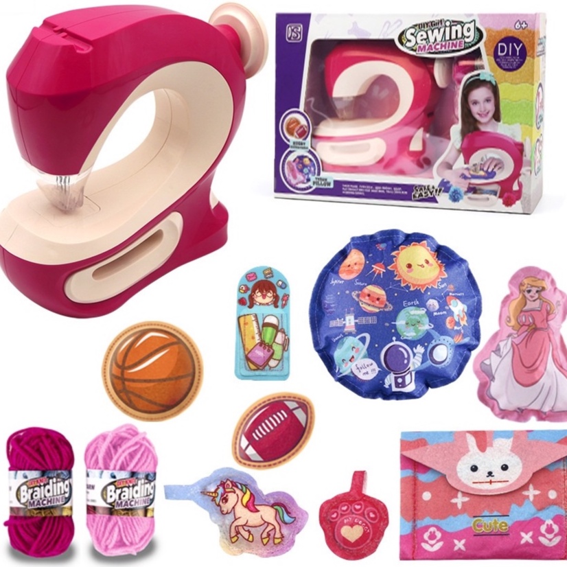 Mainan Anak Perempuan Menjahit DIY Mesin Jahit Mini Sewing Machine Mainan Anak Mesin Jahit Kreatif Mainan Peralatan Kecil Mesin Jahit Nirkabel Sewing Machine Mainan Edukasi Anak