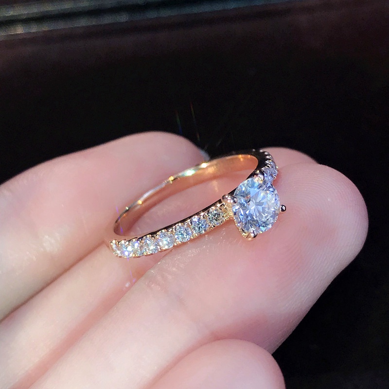 Image of Cincin Titanium Wanita Anti Karat 18k Emas Berlian Cincin Pernikahan Perhiasan #3