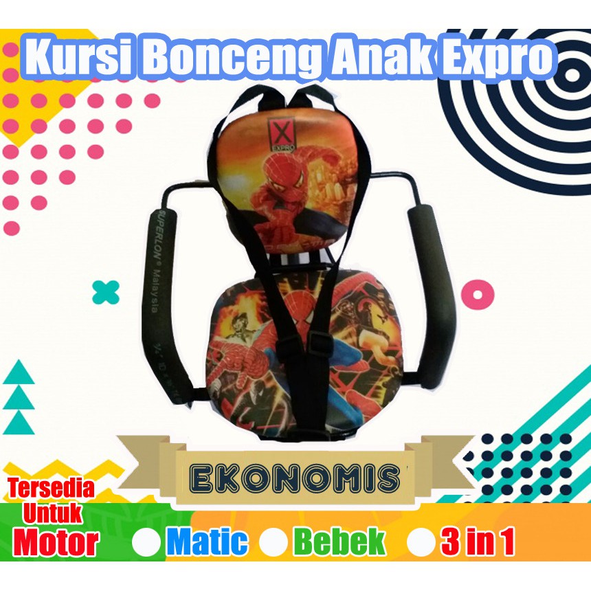 PROMO kursi boncengan bayi di sepeda motor tempat duduk anak di depan motif spiderman expro eco