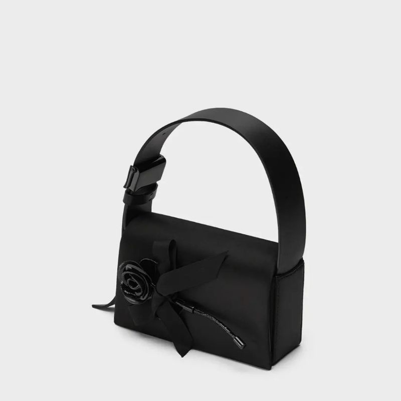 10.10 SALE | CK SHUSHU/TONG : Chloris Satin &amp; Leather Rose-Embellished Shoulder Bag GIFTSET FREE PAPERBAG