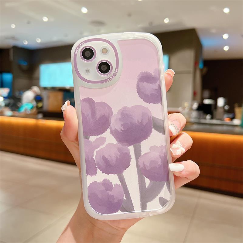 Case Desain Bunga Tulip Lavender Untuk iPhone 12 13 11 Pro Max X Xs Max Xr hhbv