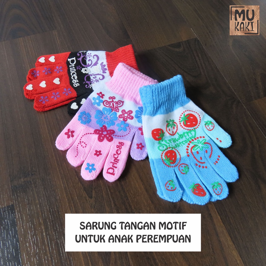 Paket Sarung Tangan Anak Laki-laki &amp; Perempuan (USIA 2 - 7 Thn)  Mix 12pcs Mukaki