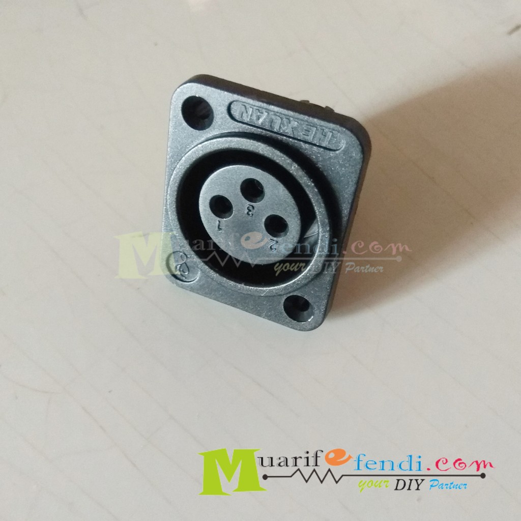 Soket CANNON CANON XLR Female body PVC kaki lurus INPUT BALANCE