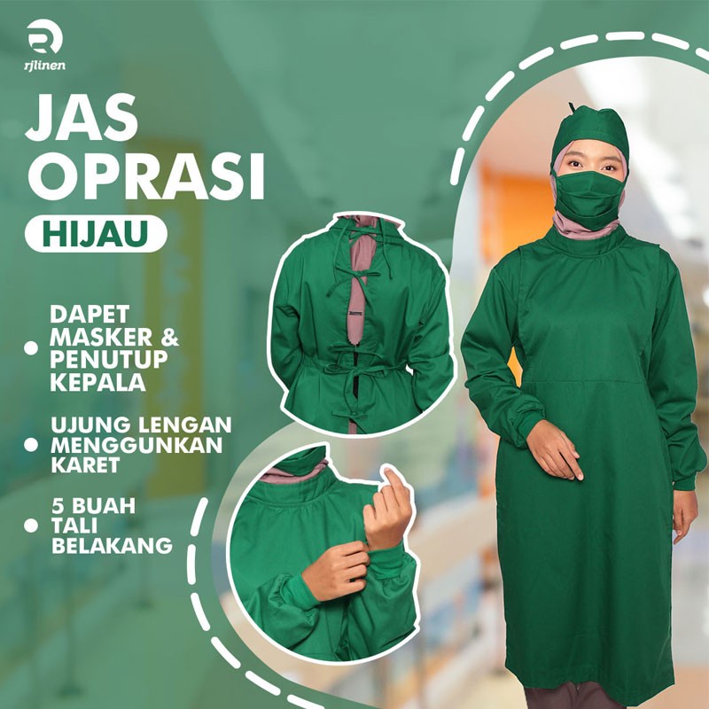 Jas Operasi Standar Pria Wanita Lengan Panjang RJLINEN