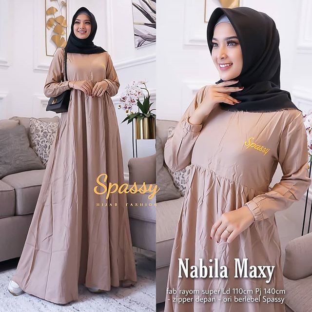 Nabila Maxy Dress / Gamis Rayon / Bahan Katun Rayon Premium / Gamis Polos Bahan Adem / Gamis Busui /