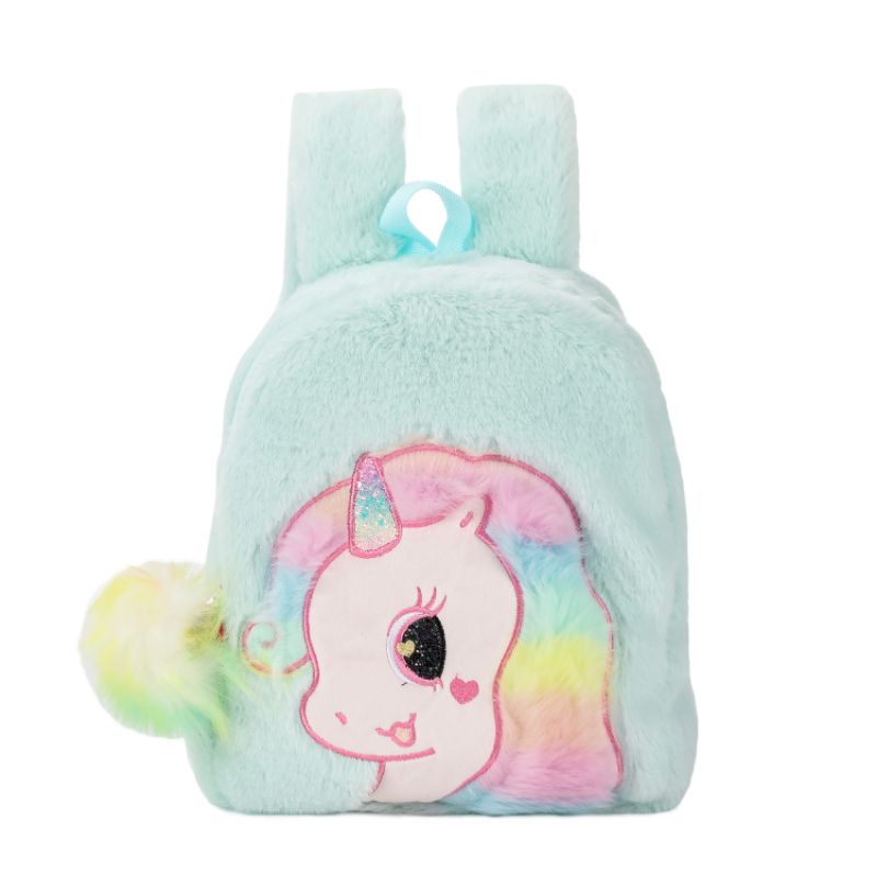 Ransel unicorn bulu rainbow/tas unicorn bulu