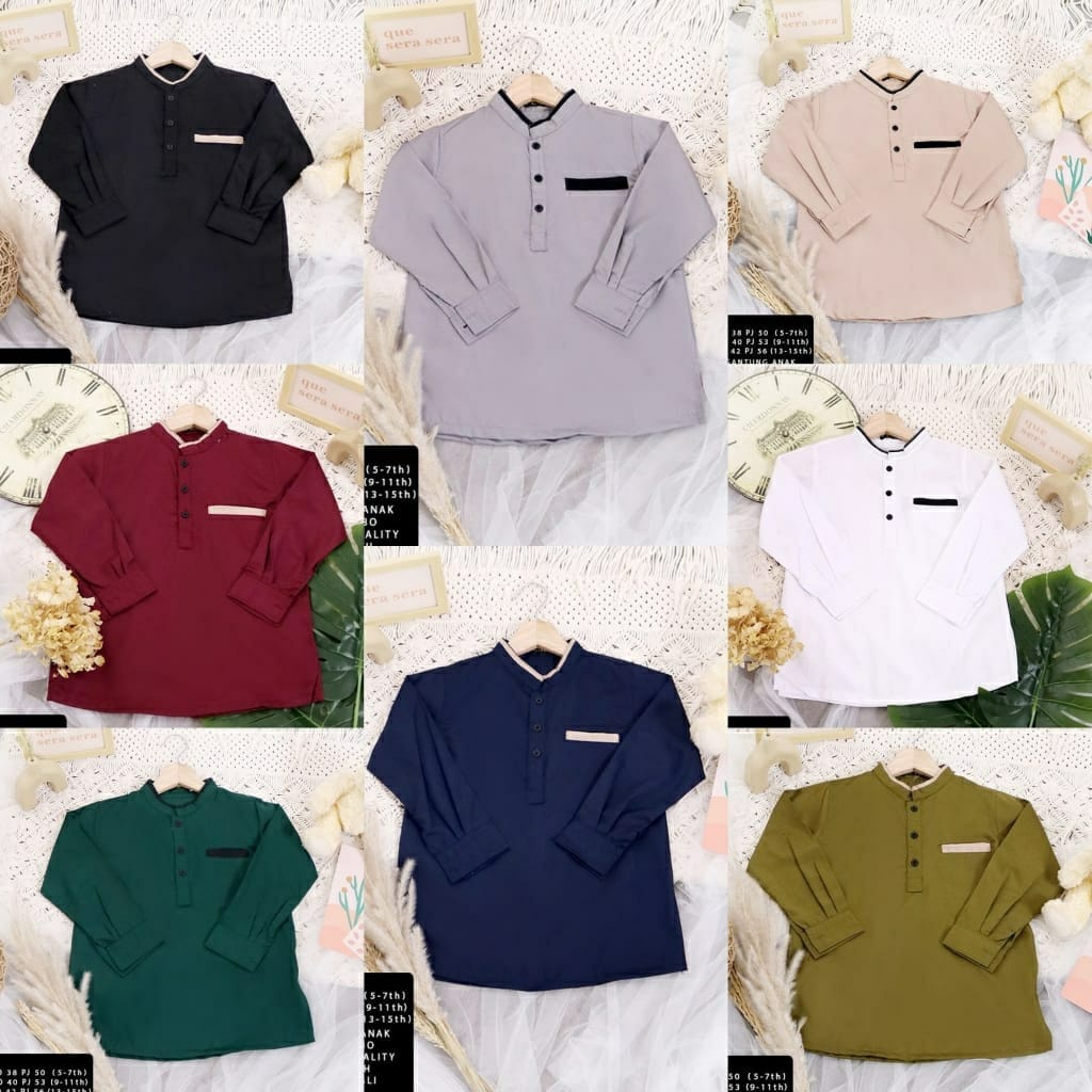 Kemeja Koko Anak Size S - L Anwa | Atasan Muslim Anak Cowok | Baju Muslim Anak Laki Laki | Pakaian A