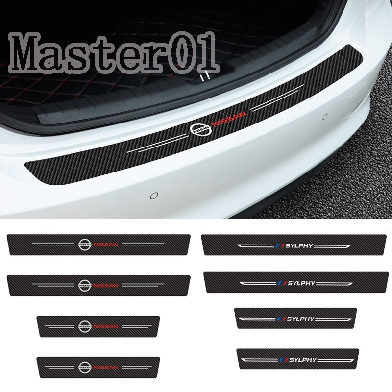4pcs Stiker carbon Strip Pelindung Pintu Mobil Anti Gores / Slip Untuk Nissan Sylphy Sunny Livina X-