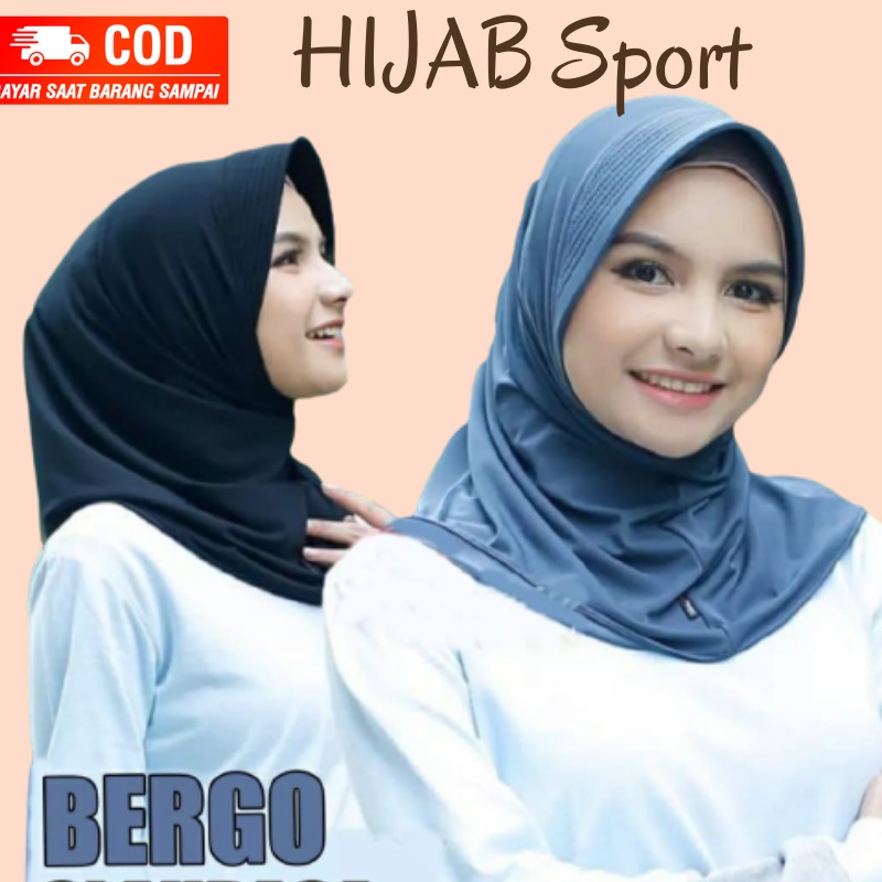 HIJAB BERGO SPORT JERSEY PREMIUM/HIJAB OLAHRAGA/HIJAB PED JERSEY POLOS/HIJAB INSTAN SPORT JERSEY