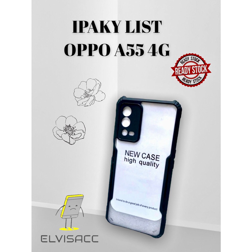 CASE OPPO A55 4G IPAKY SOFTHARD LIST BLACK BACKCASE WARNA HITAM FOR OPPO A55 4G