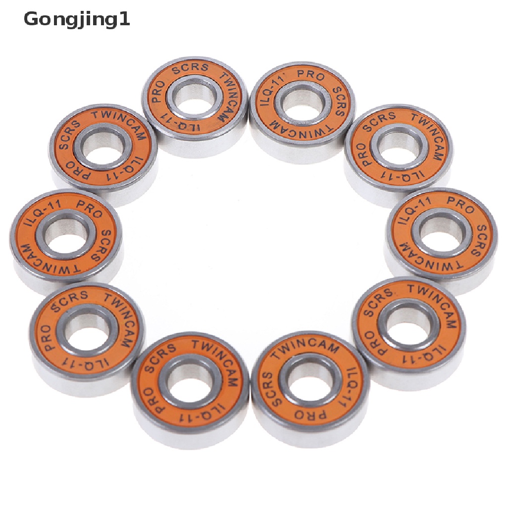 Gongjing1 10pcs Bearing Bahan Stainless Steel Untuk Roda Skateboard / Skuter / Roller Skate