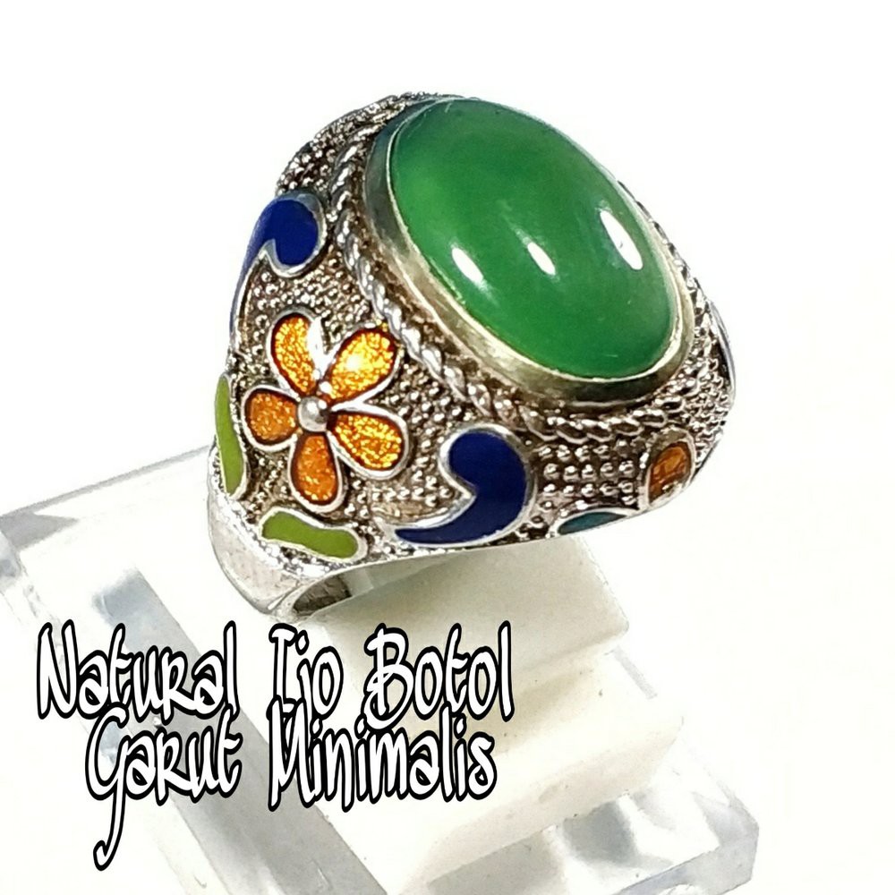 CINCIN NATURAL BATU AKIK GREEN CHALCEDONY IJO BOTOL GARUT