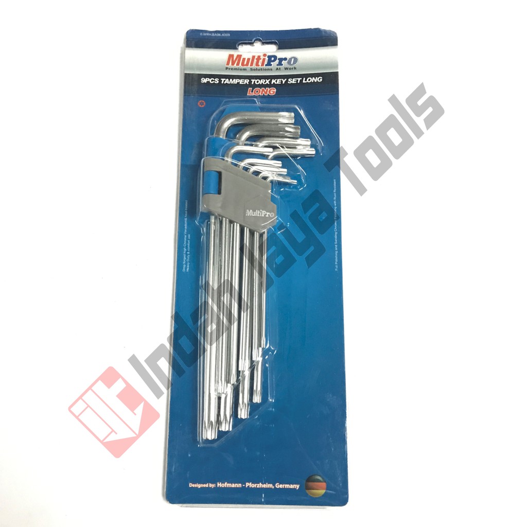 MULTIPRO TAMPER Kunci L Bintang Panjang Set 9 Pcs - Torx Key Lobang Lubang