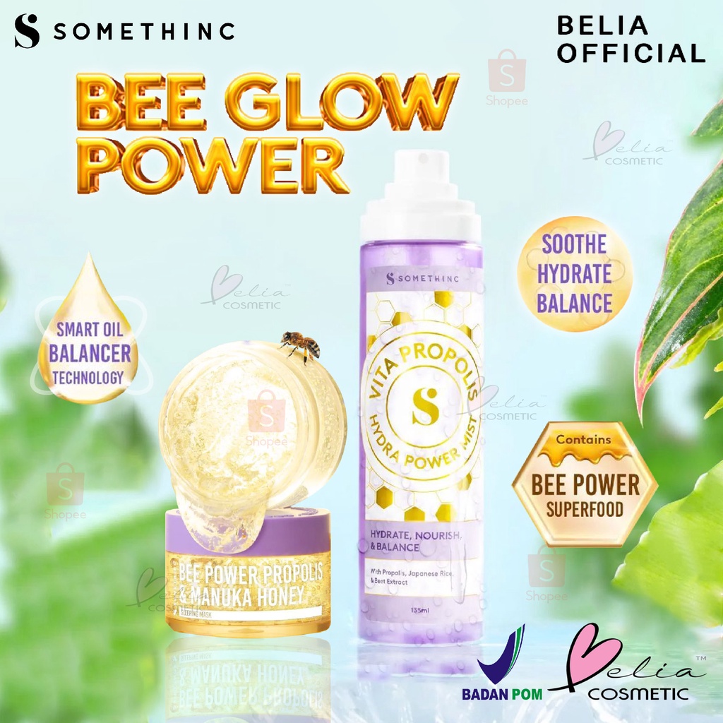 ❤ BELIA ❤ Somethinc Propolis Hydra Power Mist | Bee Power Propolis &amp; Manuka Honey Sleeping Mask | BPOM