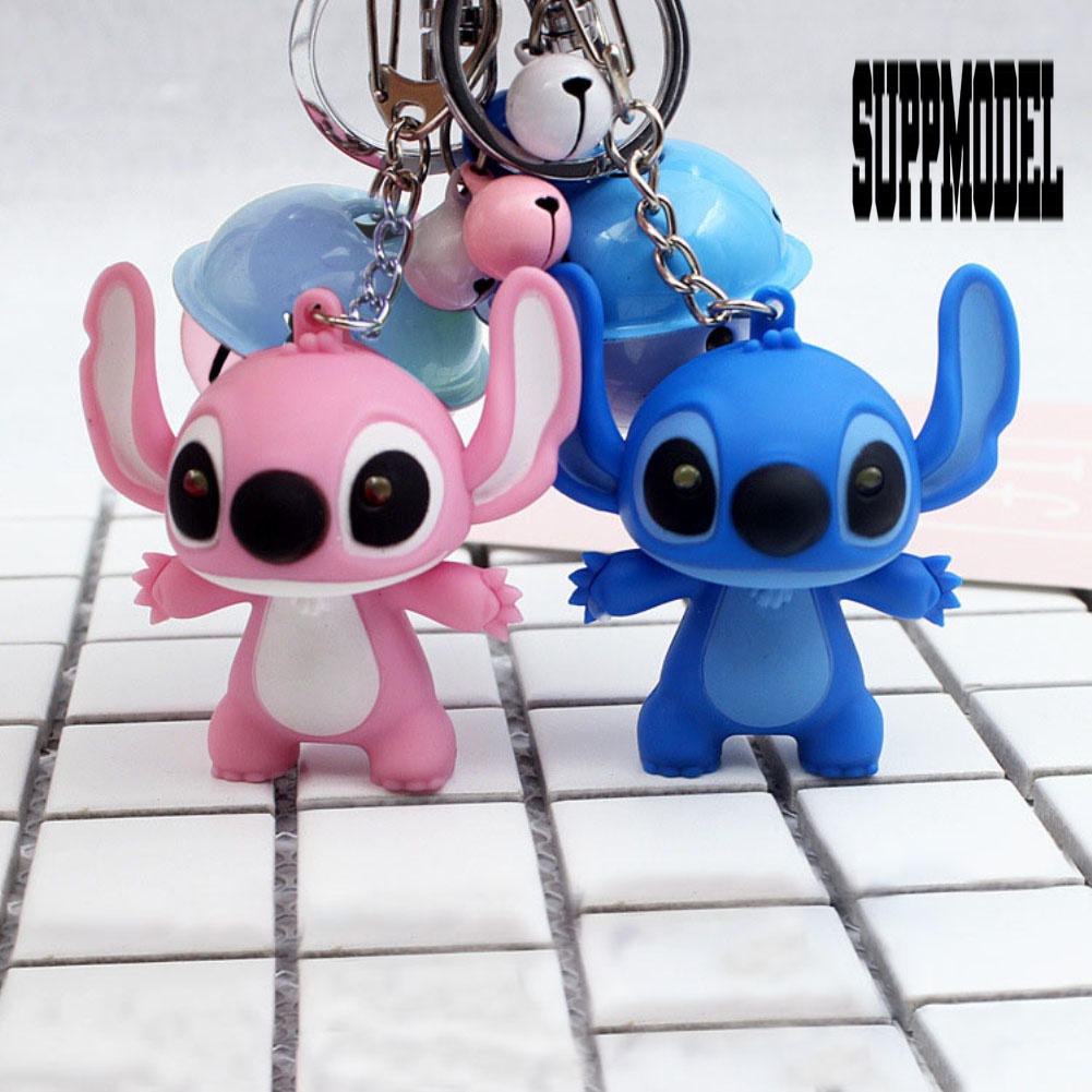 Suppmodel 1Pc Gantungan Kunci Desain Stitch Kartun Lucu Dengan Lampu LED + Suara