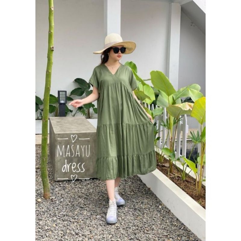 MASAYU DRESS POLOS DASTER HOME DRESS UMPAK RUFFLE RAYON