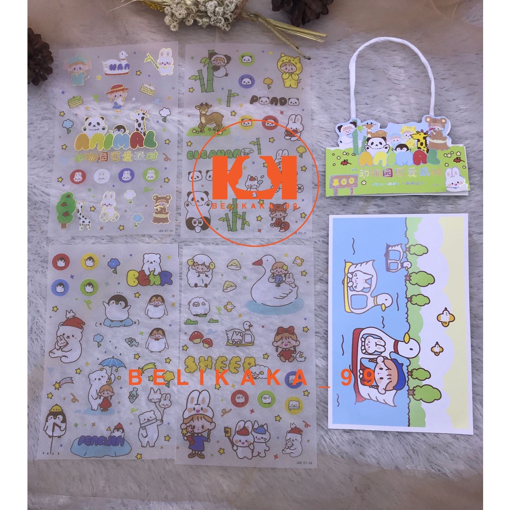 (4 LEMBAR) STICKER TEMPEL KARAKTER LUCU MODEL TAS GANTUNG ISI 4 LEMBAR / STICKER KARAKTER LUCU / STIKER TEMPEL / STICKER MODEL TAS/ STIKER GANTUNG / STIKER TAS / STICKER ANAK