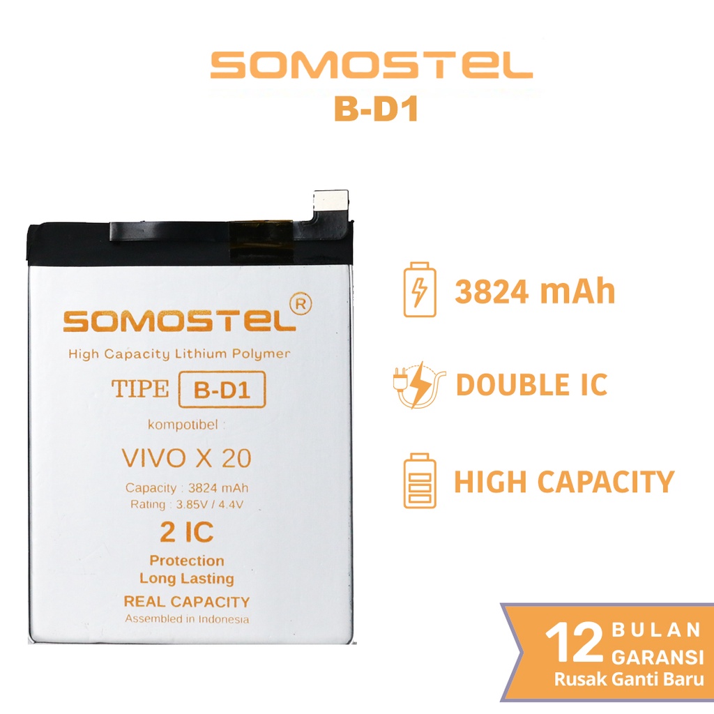 Somostel - B-D1 Vivo X20 Batre Batrai Baterai