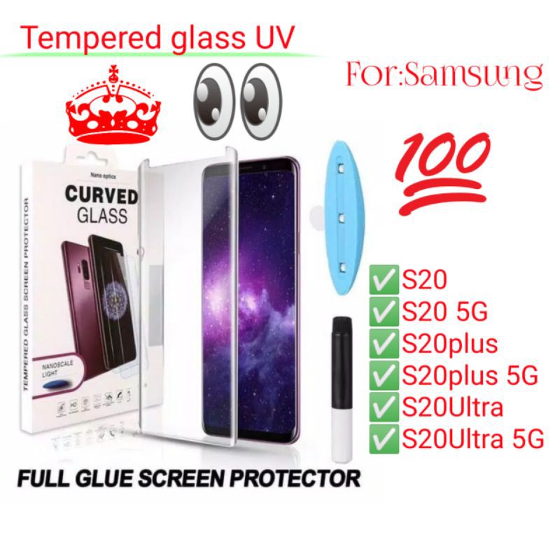 Samsung S20 S20Ultra S20plus Ultra plus Antigores Bening Tempered Glass UV Screen Guard protector TG UV kaca