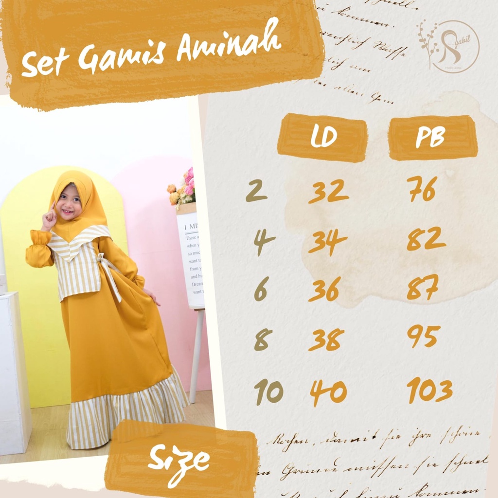 GAMIS ANAK AMINAH TERMASUK KERUDUNG USIA 2-6 TAHUN