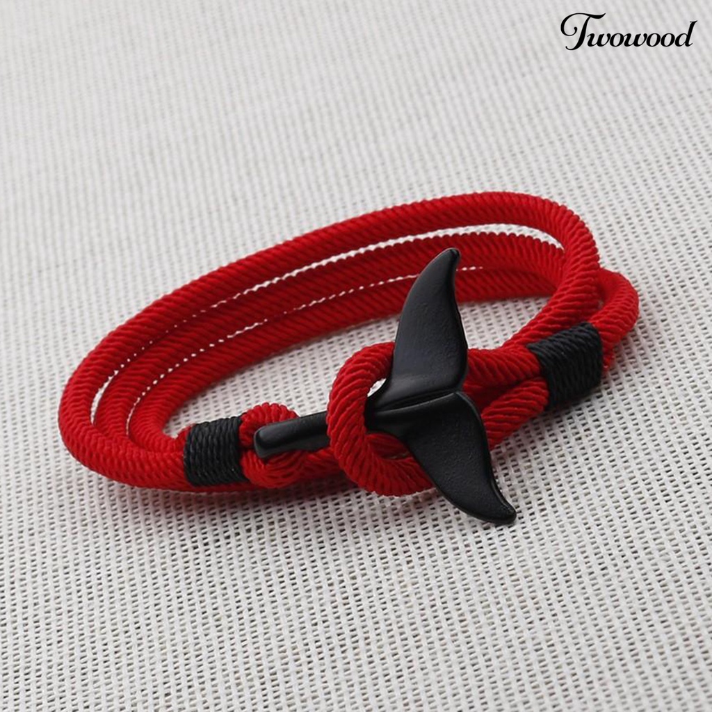 Gelang Tali Multilayer Handmade Adjustable Dengan Buckle Bentuk Hiu Untuk Pria Dan Wanita