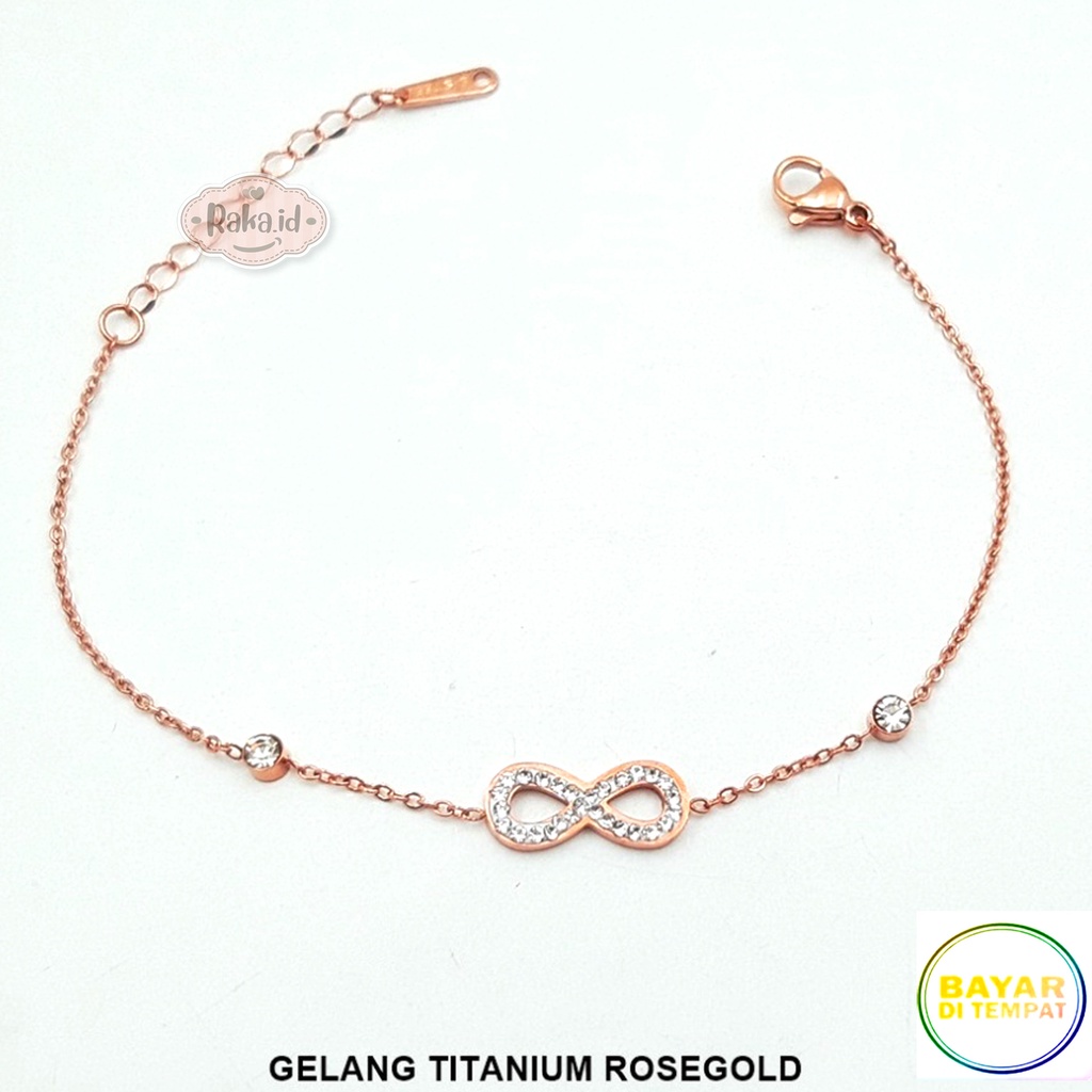 Gelang Tangan Wanita Gelang TITANIUM Motif Infinity 8 Perhiasan Wanita Berkualitas 1047