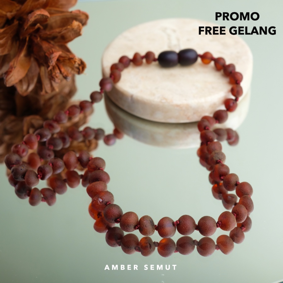 PROMO FREE GELANG - Kalung Amber Baltic Cognac Matte [New Born - Junior]