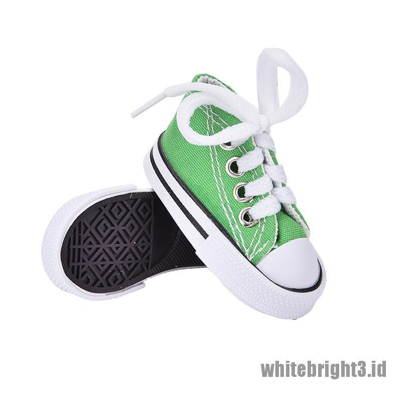 (white3) Sepatu Kanvas Mini 7.5cm Untuk Boneka Sharon BJD 16 Inch